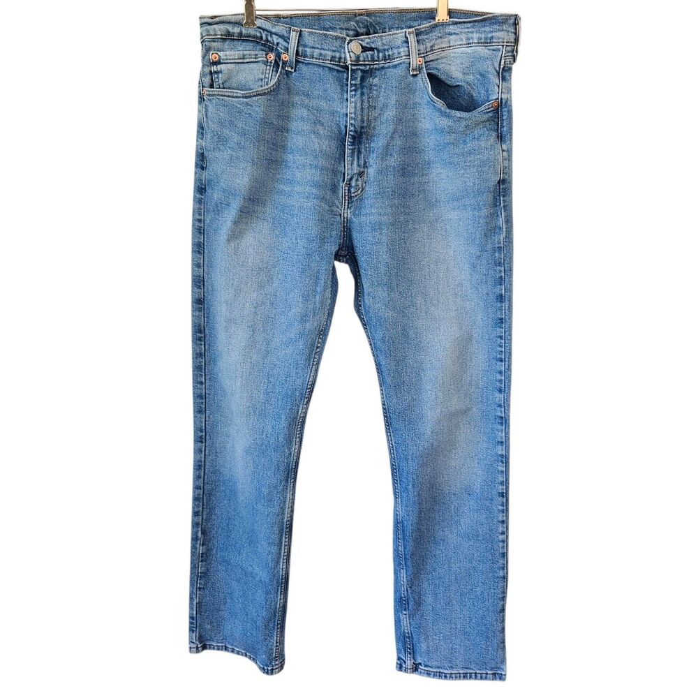 Levis 505 Mens 38x32 Regular Fit Straight Leg Medium Wash Blue Jeans